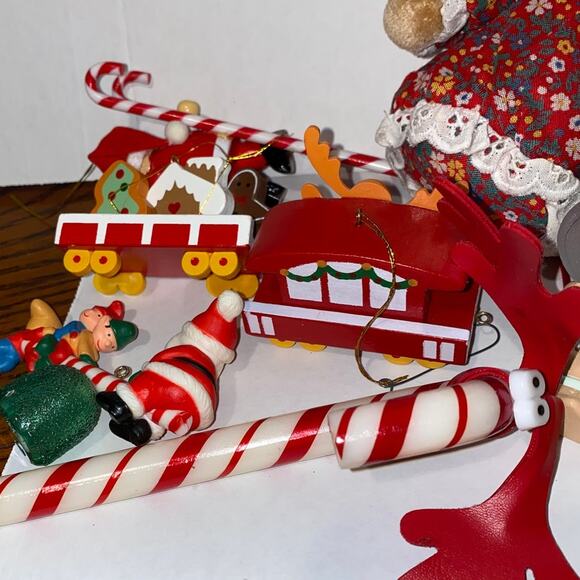Ornament Bundle Lot Candy Cane Avon Mouse Gingerbread 1990 Elves Santa SeeSaw - Picture 10 of 10